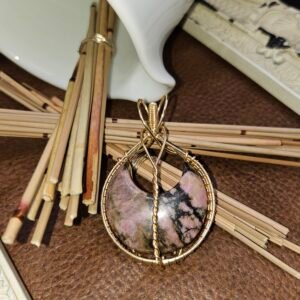 Pink and Black Lace Rhodonite Cresent
